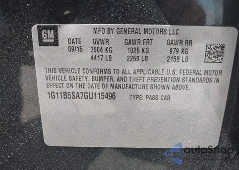 2016 Chevrolet Malibu Limited Ls from USA, damaged, VIN 1G11B5SA7GU115496